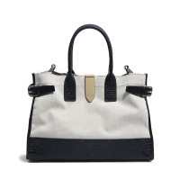 Cowhide stitching canvas bag trendy large-capacity handbag 61