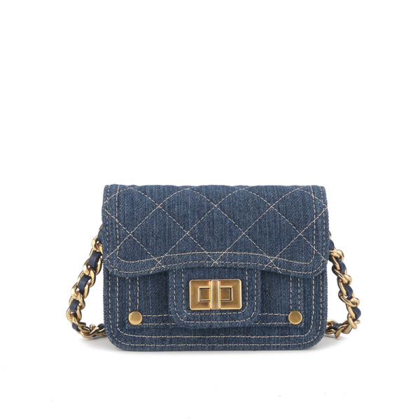 Denim Rhombus Chain Shoulder Bag 79