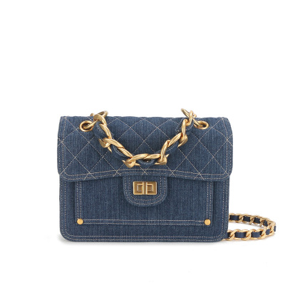 Denim Rhombus Chain Shoulder Bag 79