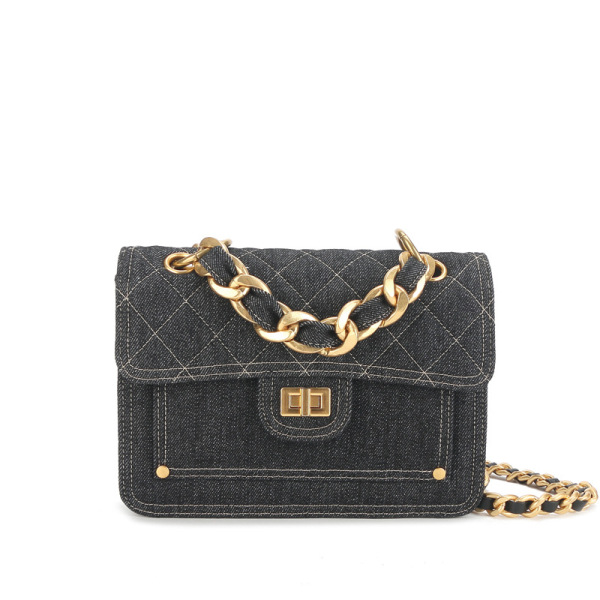 Denim Rhombus Chain Shoulder Bag 79