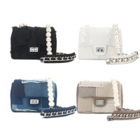 One Shoulder Diagonal Bag Pearl Chain Small Square Bag 69